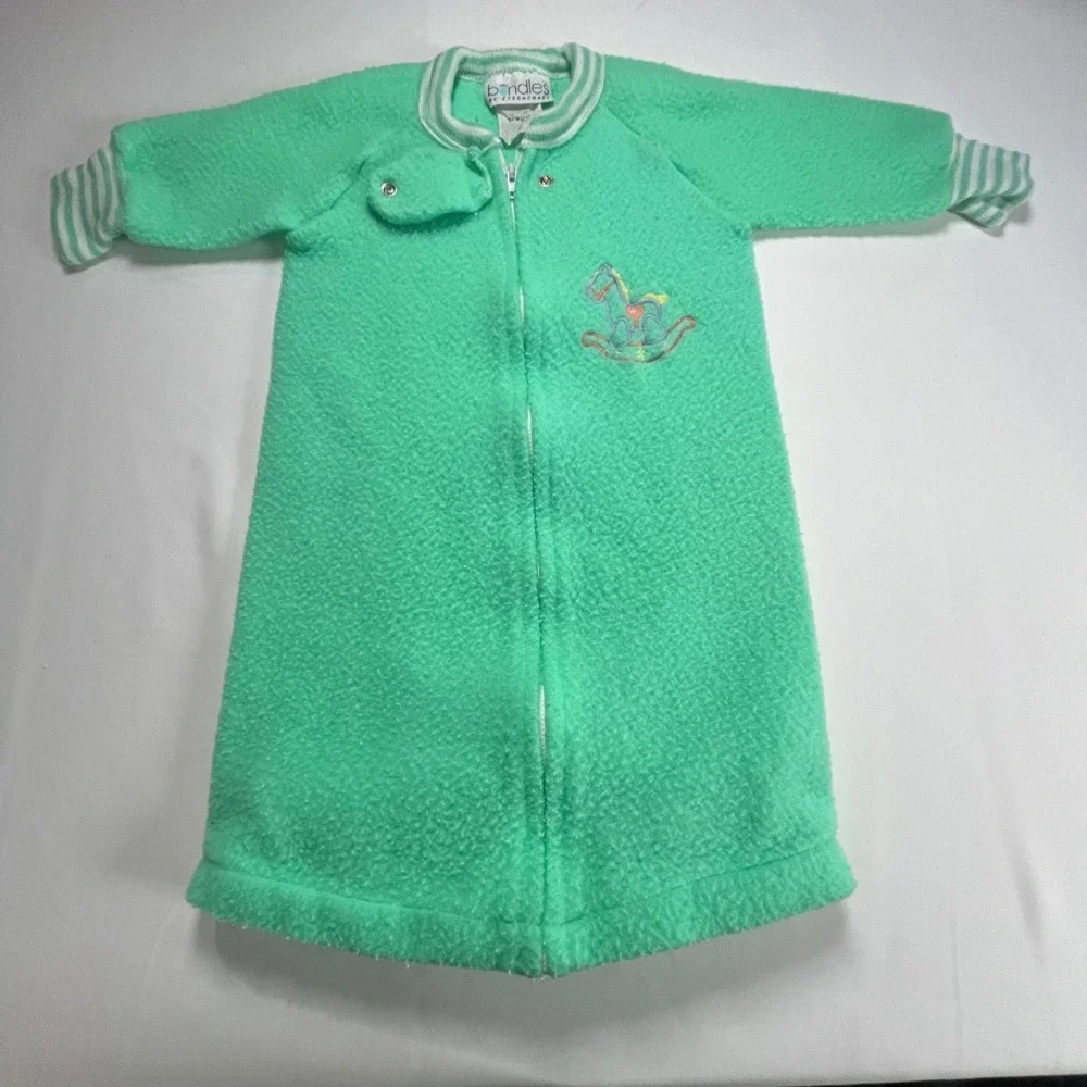 Vintage Bundles by Sterncraft Newborn Sleep Sack Mint Green Fleece Rocking Horse